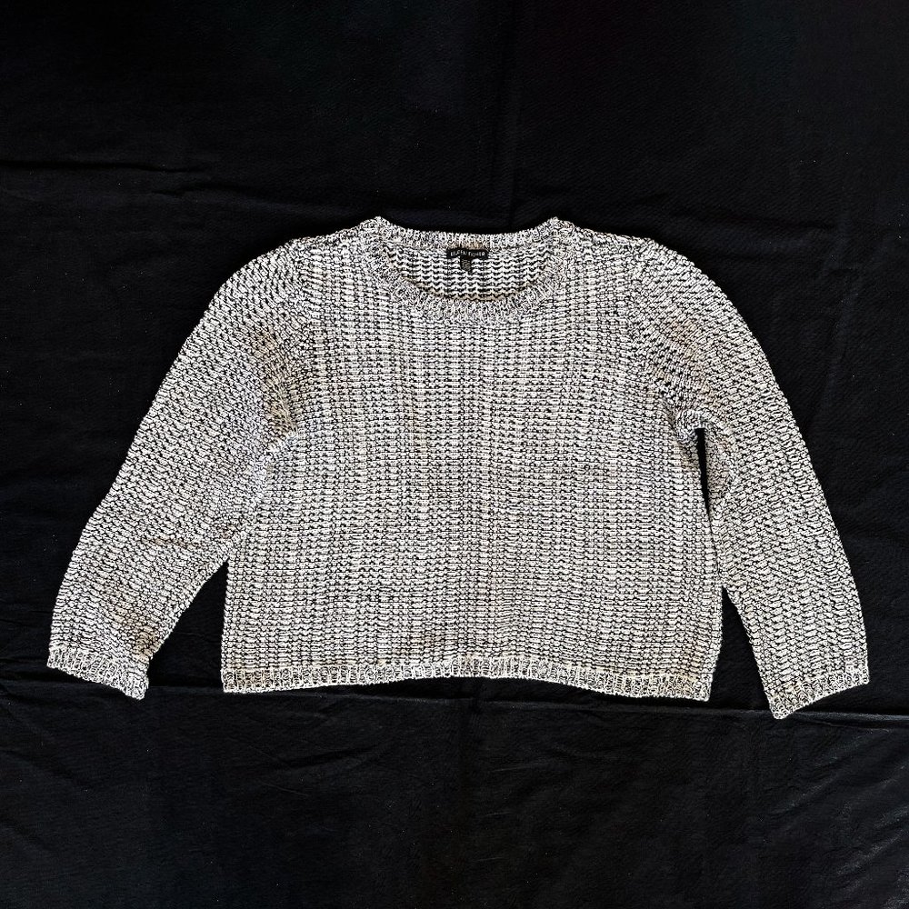 Eileen Fisher Women’s black white organic cotton and linen sweater size M
